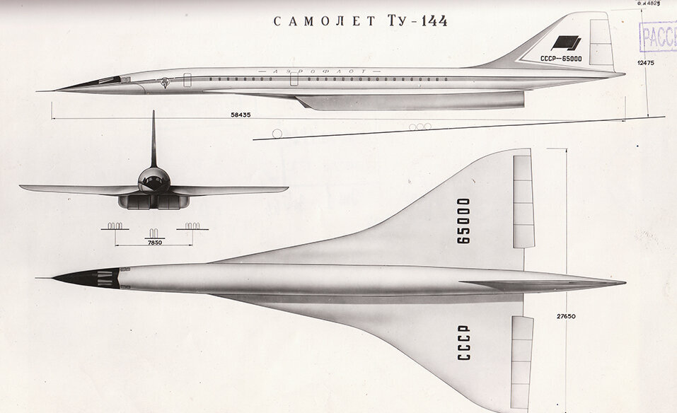 Самолет ту 144 рисунок