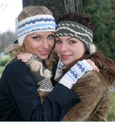 Комплекты : повязка на голову+митенки.