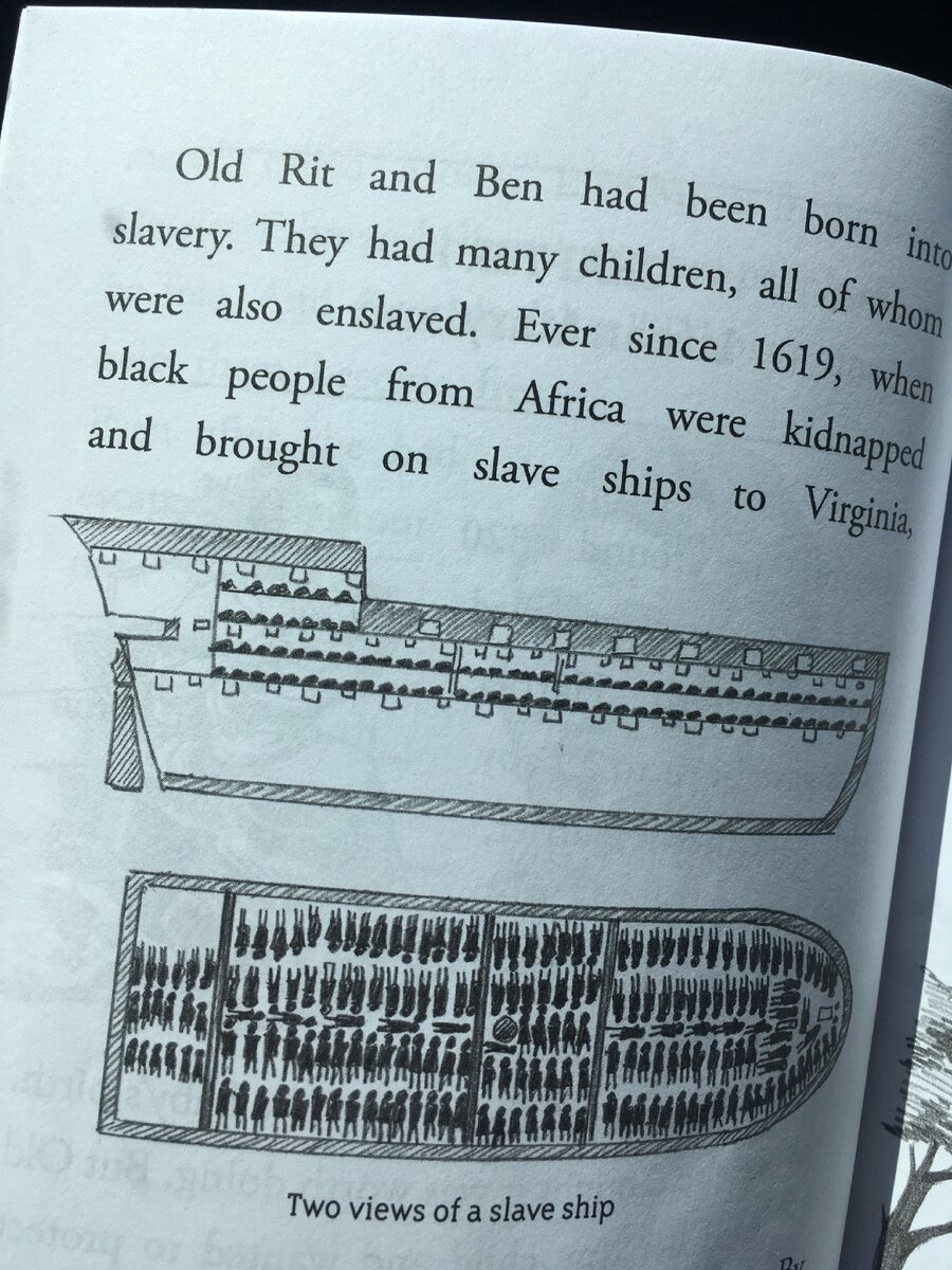 "С 1619 года негры ("чёрные" люди) из Африки похищались и привозились в Вирджинию на кораблях работорговцев." Я специально перевёл отрывок в пассивном залоге, как и в тексте на английском, потому что пассивный залог скрывает деятеля. Кто похищал африканцев? Не сказано и, скорее всего, умышленно. Пусть читатели думают, что похищением занимались белые работорговцы. Они же потом грузили свою добычу на корабли как селёдку в бочки. Вот только похищением занимались свои же местные африканцы. И эти же африканцы-похитители вели торговлю с европейцами. Турки воровали славян-христиан, ирландцы сами лезли в рабство, арабы тоже промышляли и русские помещики своих русских в крепостных держали. Время такое было, и рабство как было злом, так злом и оставалось. Фото автора.  
