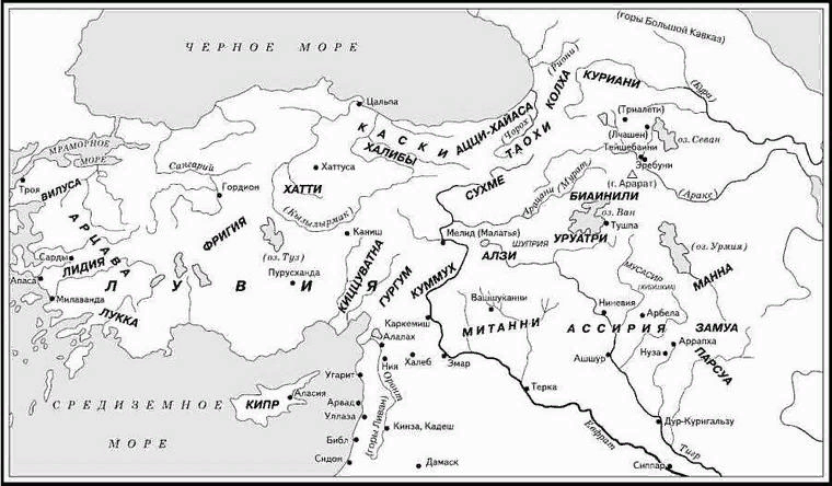 Карта государств и расселения народов в Передней Азии в древнейшие времена