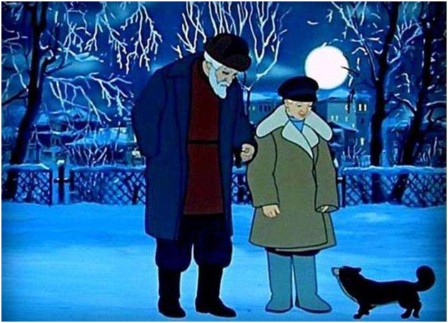 Кадр из советского мультипликационного фильма «Каштанка». 1952 г.