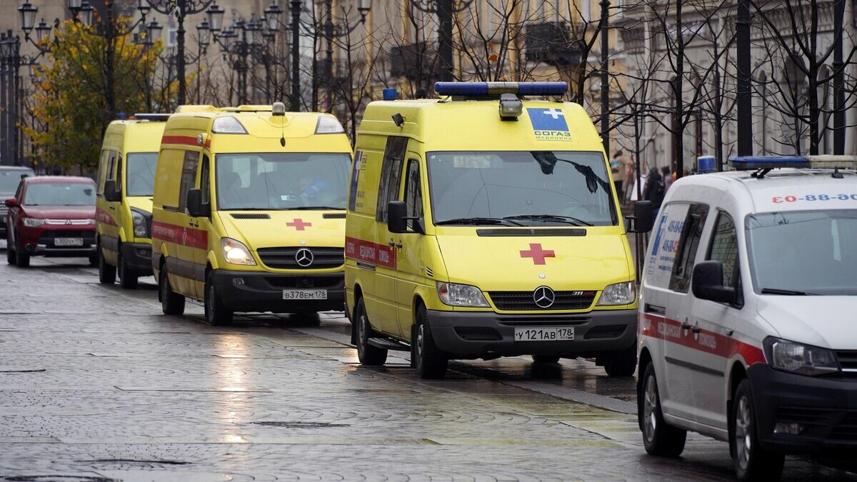    Автомобили скорой помощи на Малой Конюшенной улице в Санкт-Петербурге© РИА Новости / Алексей Даничев