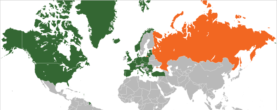 Россия и НАТО на карте. Источник: https://commons.wikimedia.org/wiki/File:Location_NATO_Russia.svg?uselang=ru