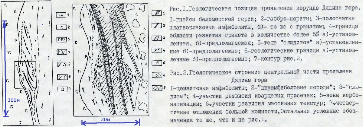 Геологическая позиция проявления  Дядина гора. Рисунок автора из 80гг.