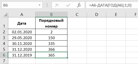 номер дня с начала года