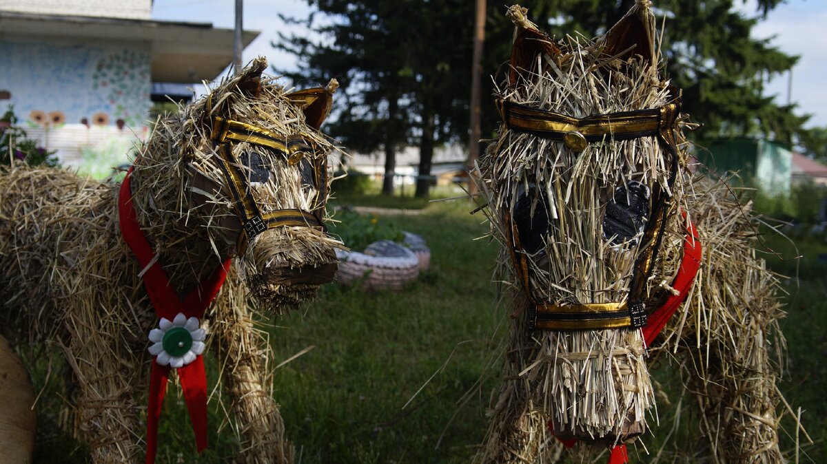 Лошадки из сена