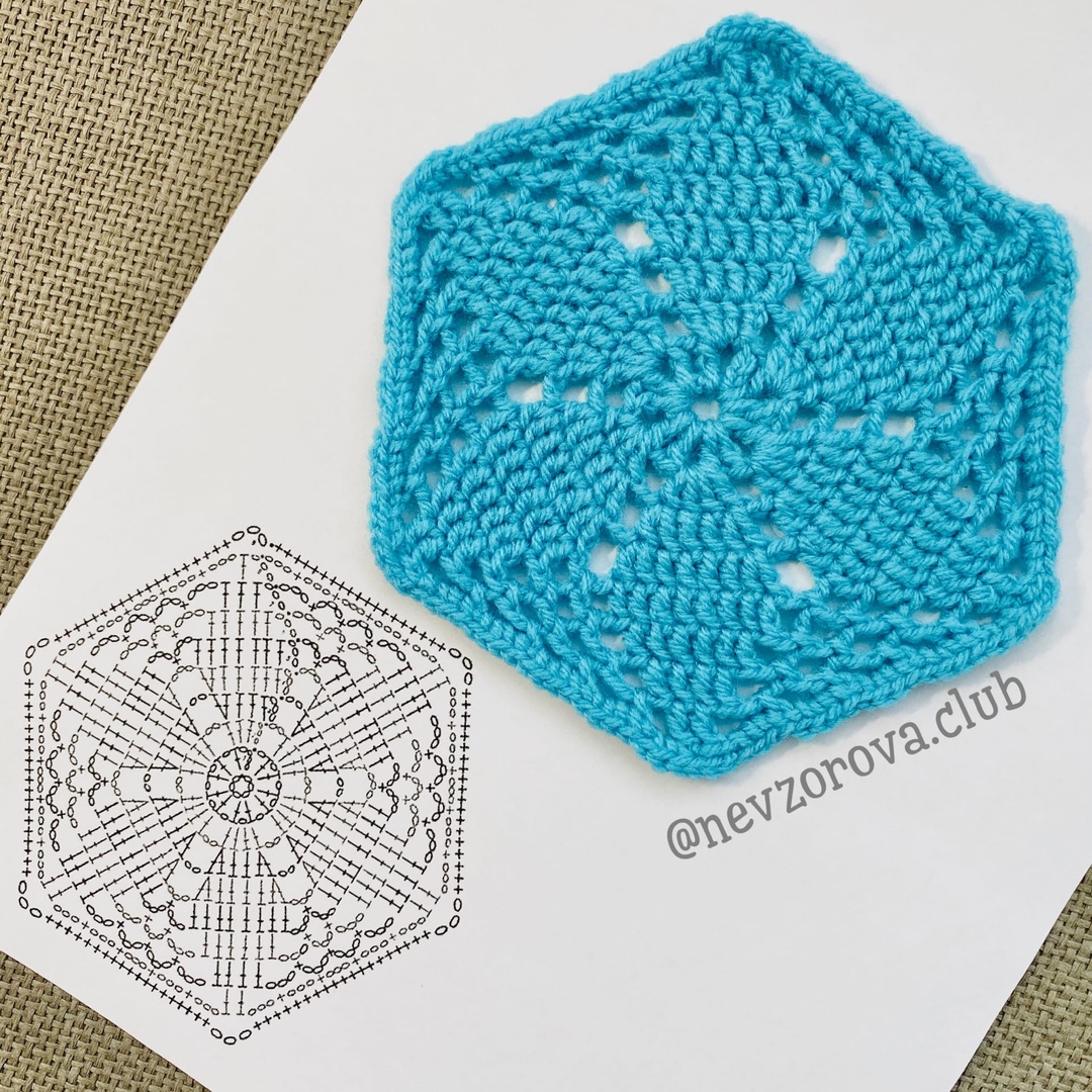 Вязание крючком Урок Шестиугольник Crochet hexagon motif