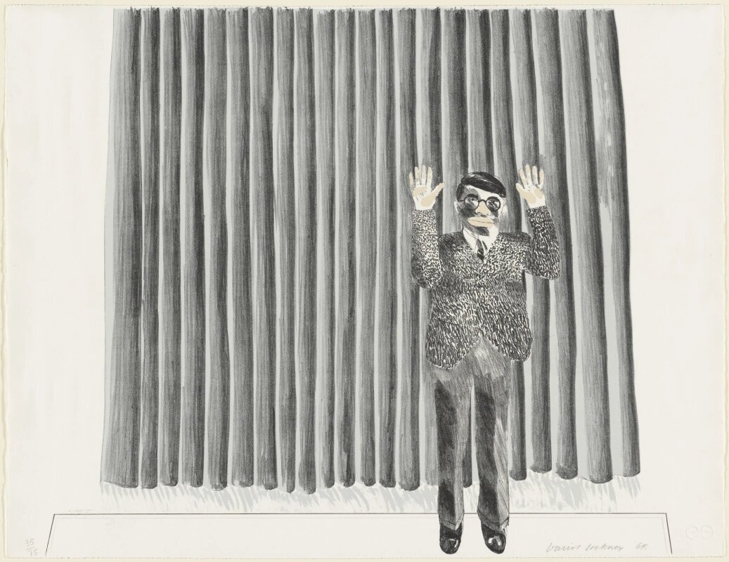 "Портрет Касмина (мужчина перед занавесом)" Дэвид Хокни 