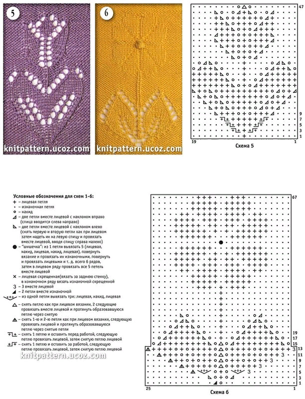 Центральный мотив спицами схемы