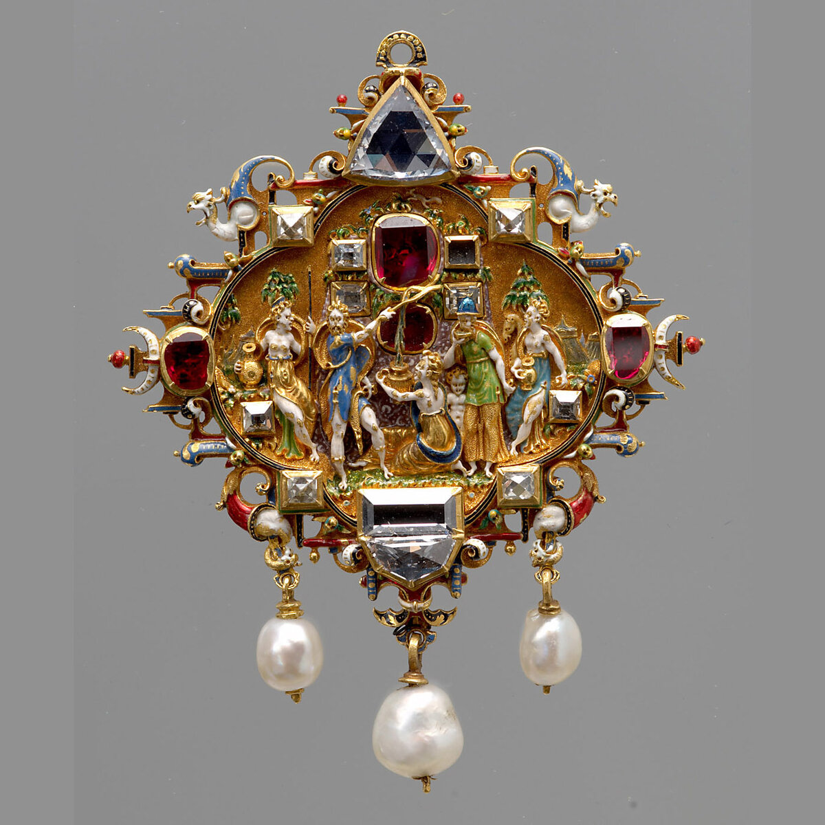 украшения эпохи. украшения эпохи. ювелирные украшения эпохи возрождения. барочная жемчужина в подвеске 17 века. ювелирное искусство для детей.