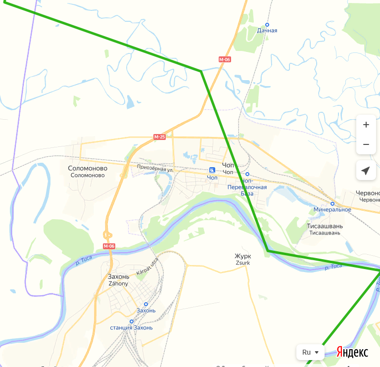 Линия фронта (зеленая черта) с 28.10 по 23.11. 1944 г. Создано на основе Яндекс-карт