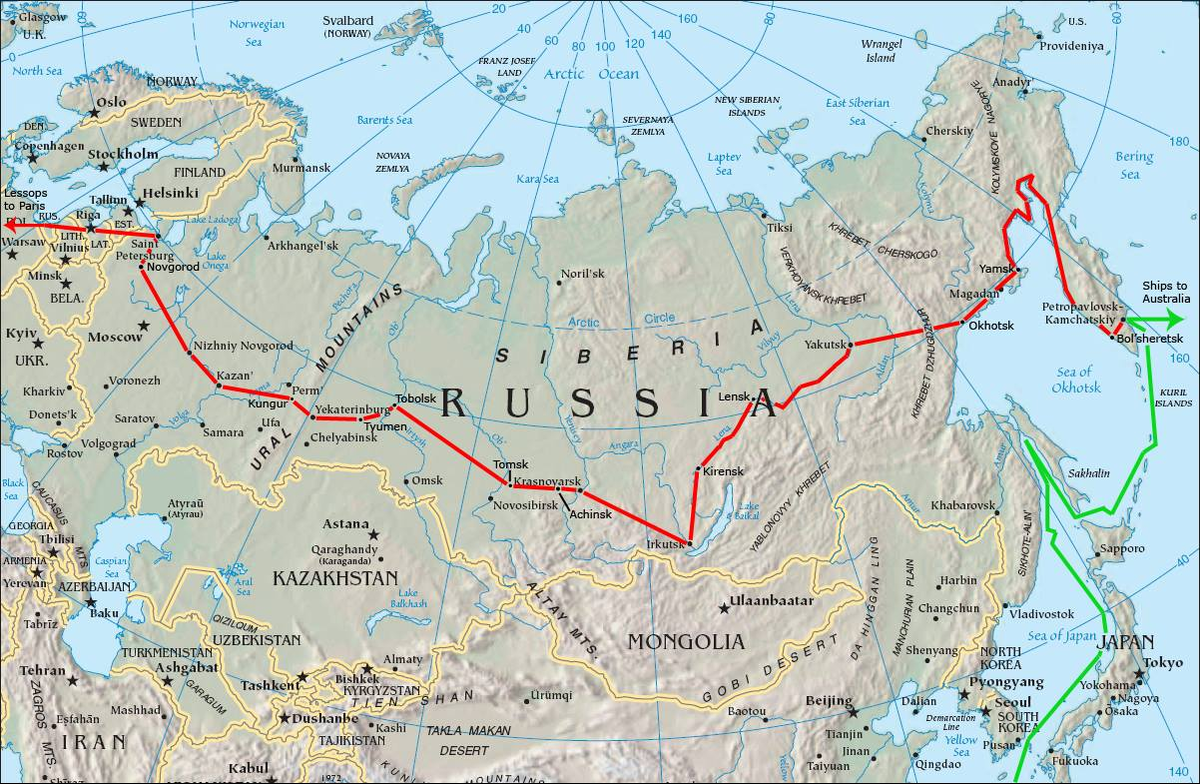 Путь Б. де Лессепса из Камчатки в Санкт-Петербург и в Европу