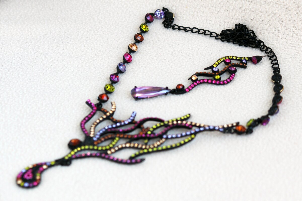 Комплект, колье и серьги. Фото автора канала