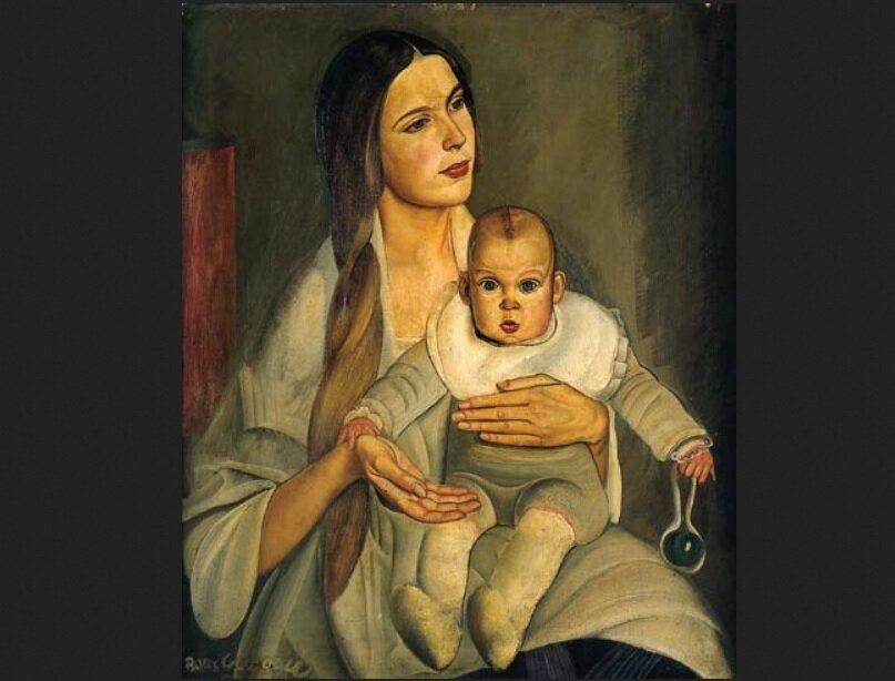 Борис  Григорьев.  "Тимоша  с  дочкой".  1925 - 1927.