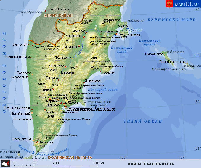 Карта Камчатского Края