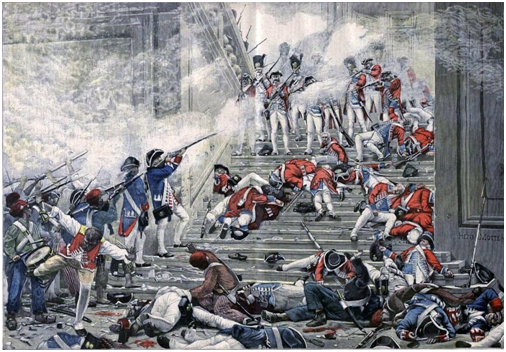 Швейцарские гвардейцы защищают Тюильри