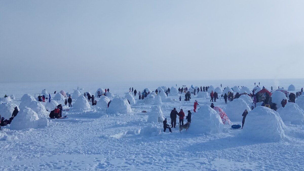 Десятки однокомнатных снежных новостроек на Обском море возвели за один день фестиваля иглу. Фото автора