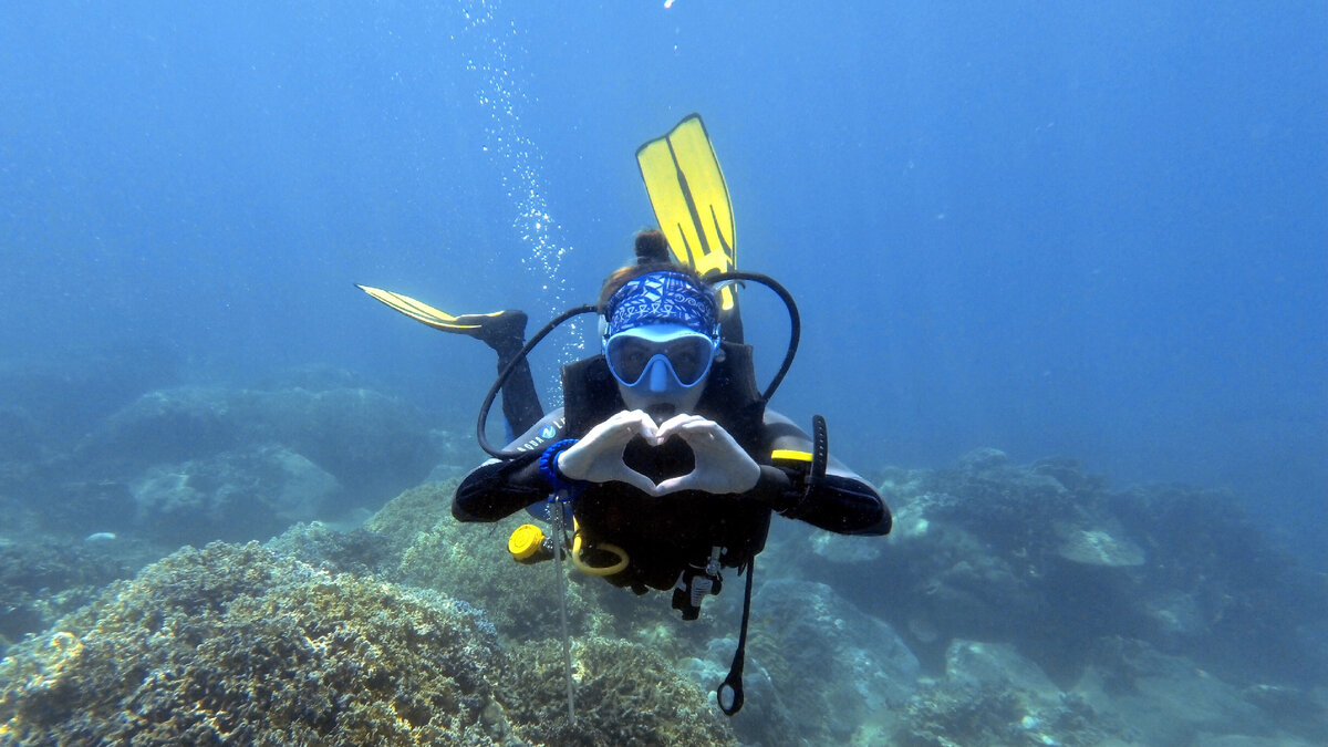 Подводная съёмка. Дайвер 