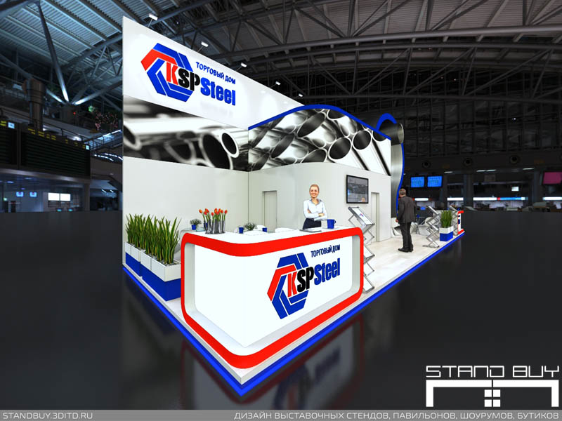 Проект выставочного стенда компании KSP Steel. Архитектор - Павел Сапов.