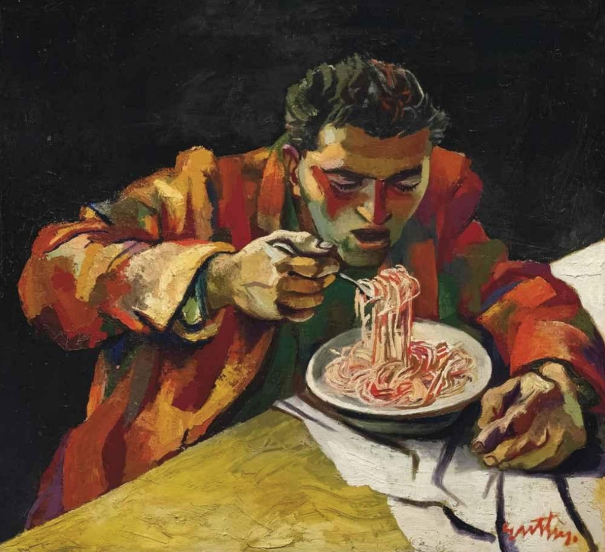 Р. Гуттузо "Человек, который ест спагетти"