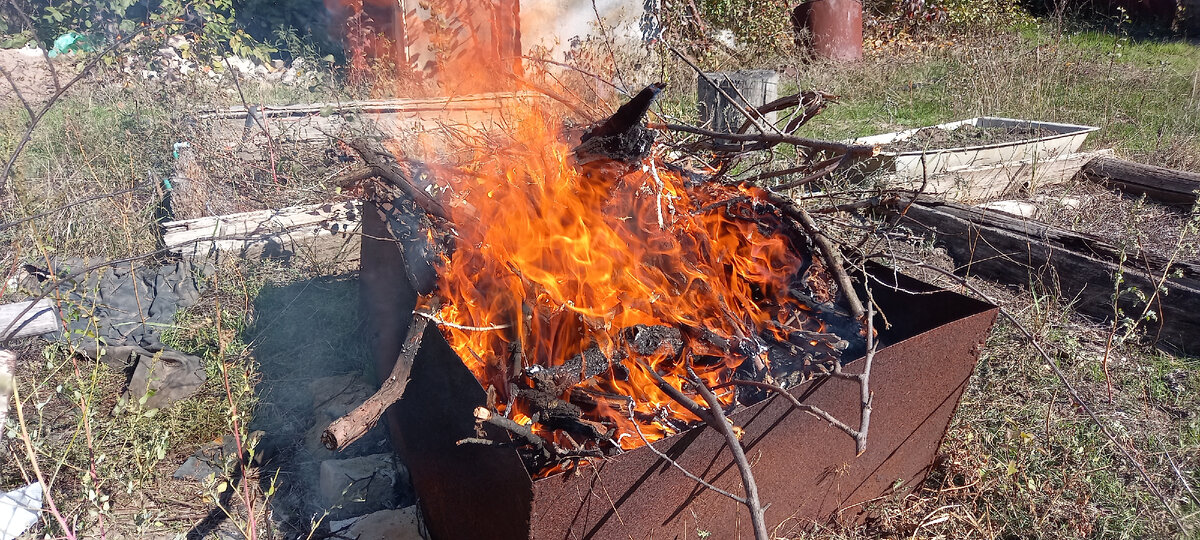 Пламя очень быстро охватило все содержимое