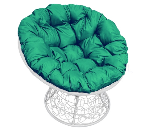 Размеры: длина - 107 см, ширина - 107 см, высота - 75 см. Цвет: искусственный ротанг - белый, подушка - зелёная. Материалы: каркас - металл с порошковым покрытием, оплётка - искусственный ротанг, подушка - водоотталкивающая ткань с мягким наполнителем. Кресло может использоваться как в помещении, так и на улице. Кресло устойчиво к перепадам температуры, осадкам и солнечным лучам. Поставляется в разобранном виде. Уход за мебелью: не требует специального ухода. Гарантийный срок: 1 год. Производство: Россия.