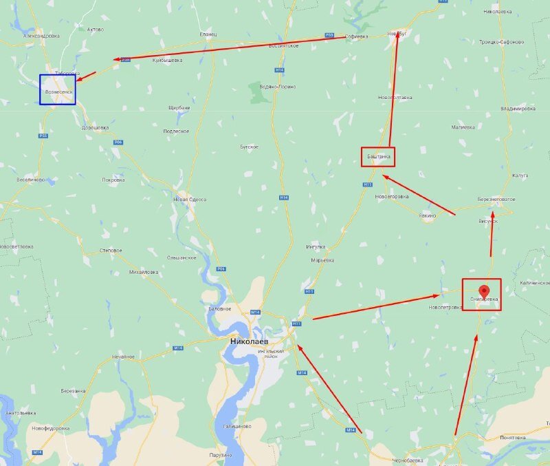 Наступление ВС РФ в Николаевской области 01.03.2022 г.