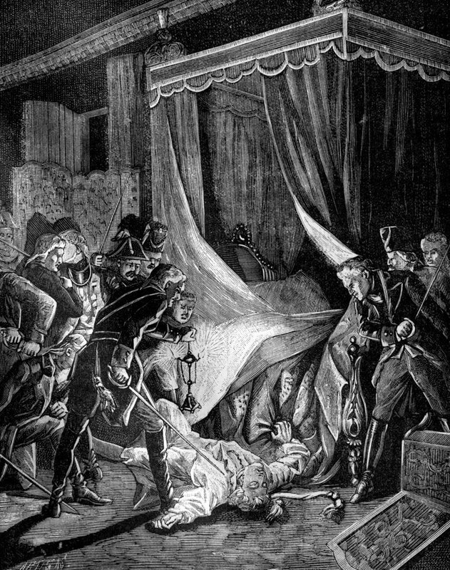 "Убийство императора Павла I" / французская гравюра / 1880-е годы