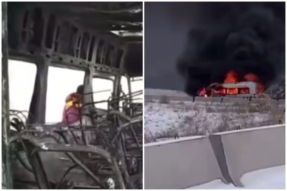     Маршрутка с туристами загорелась в Дагестане. Фото: скриншот