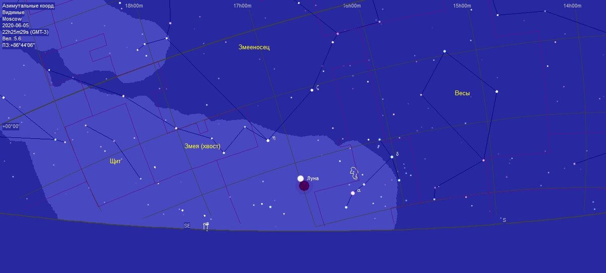 Луна на небе Москвы вечером 5 июня 2020