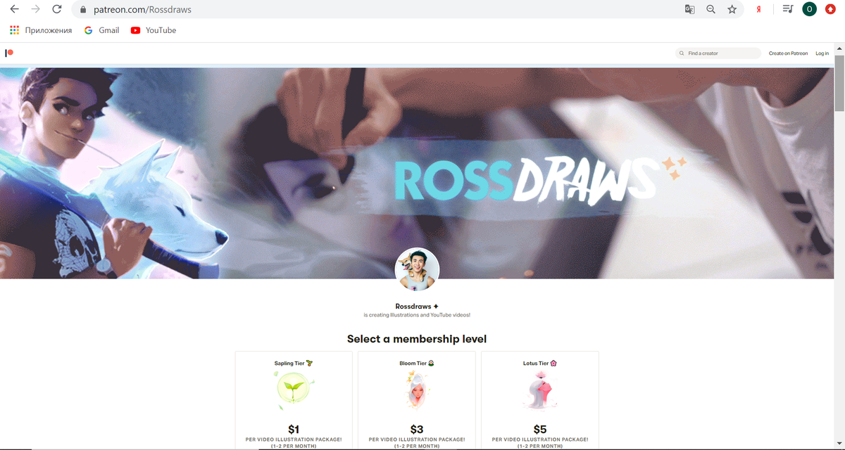 Вариант оформления аккаунта