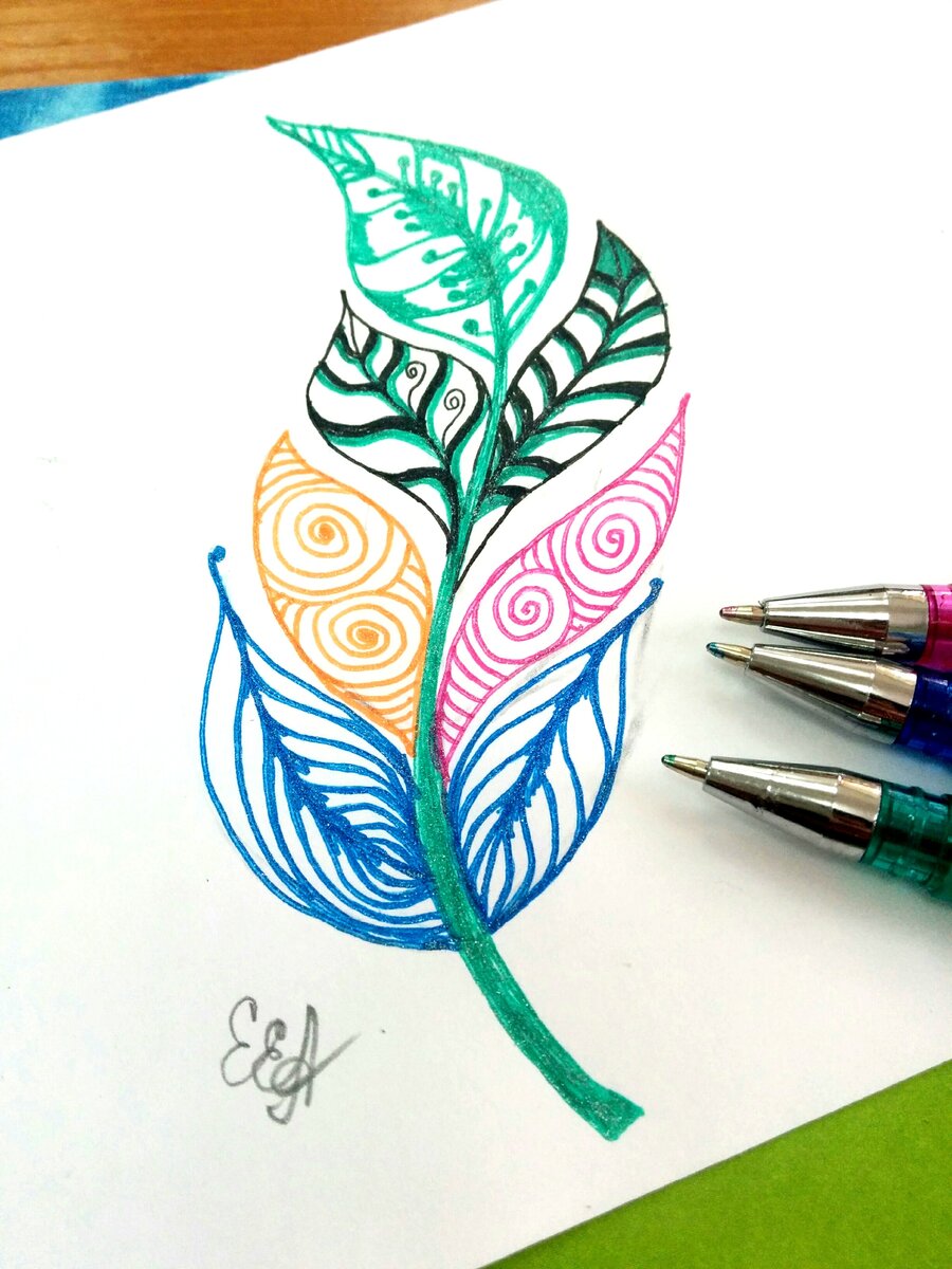 Рисунки гелевыми ручками цветными для начинающих