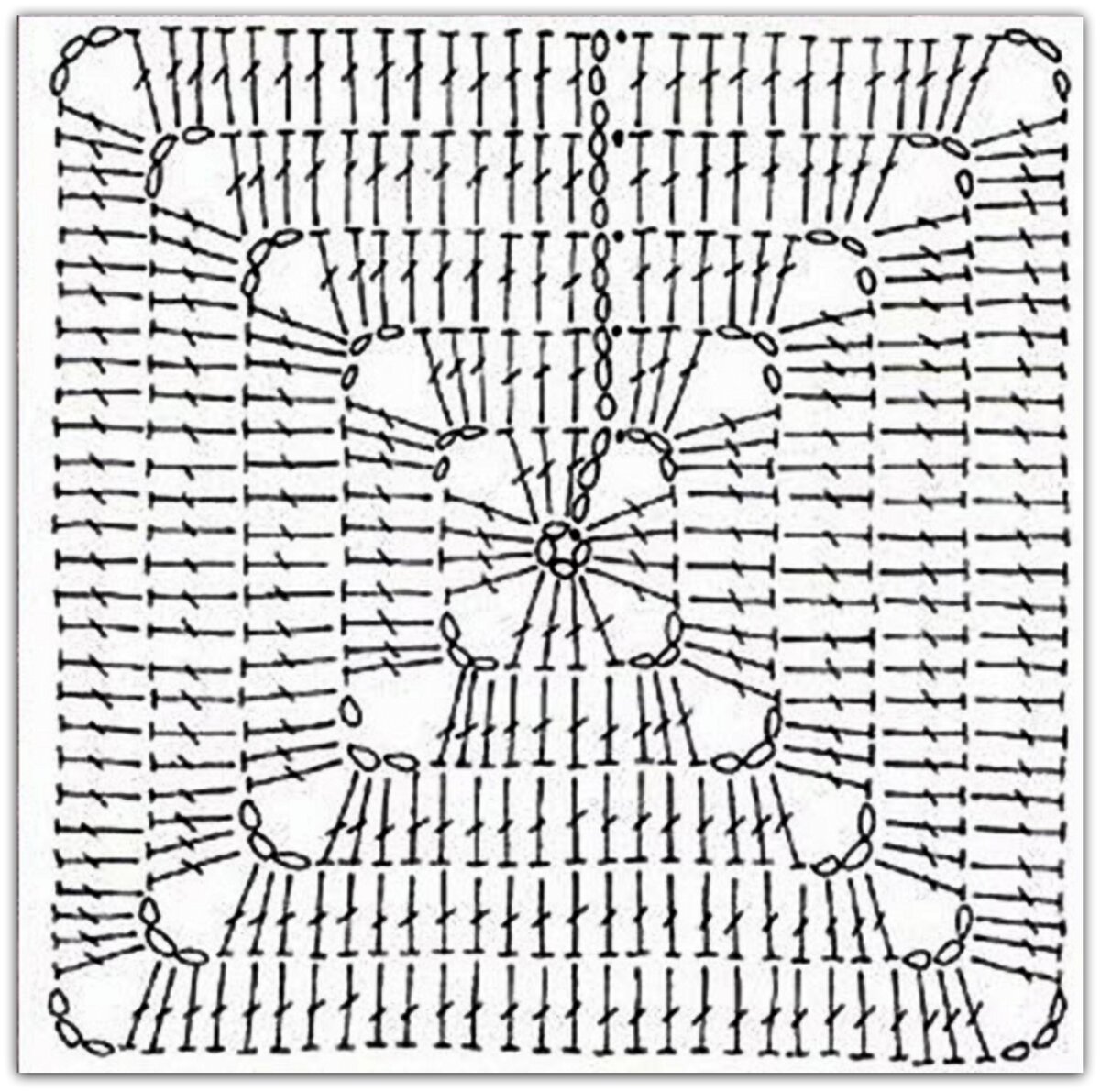 Вязаное одеяло крючком из квадратиков схемы
