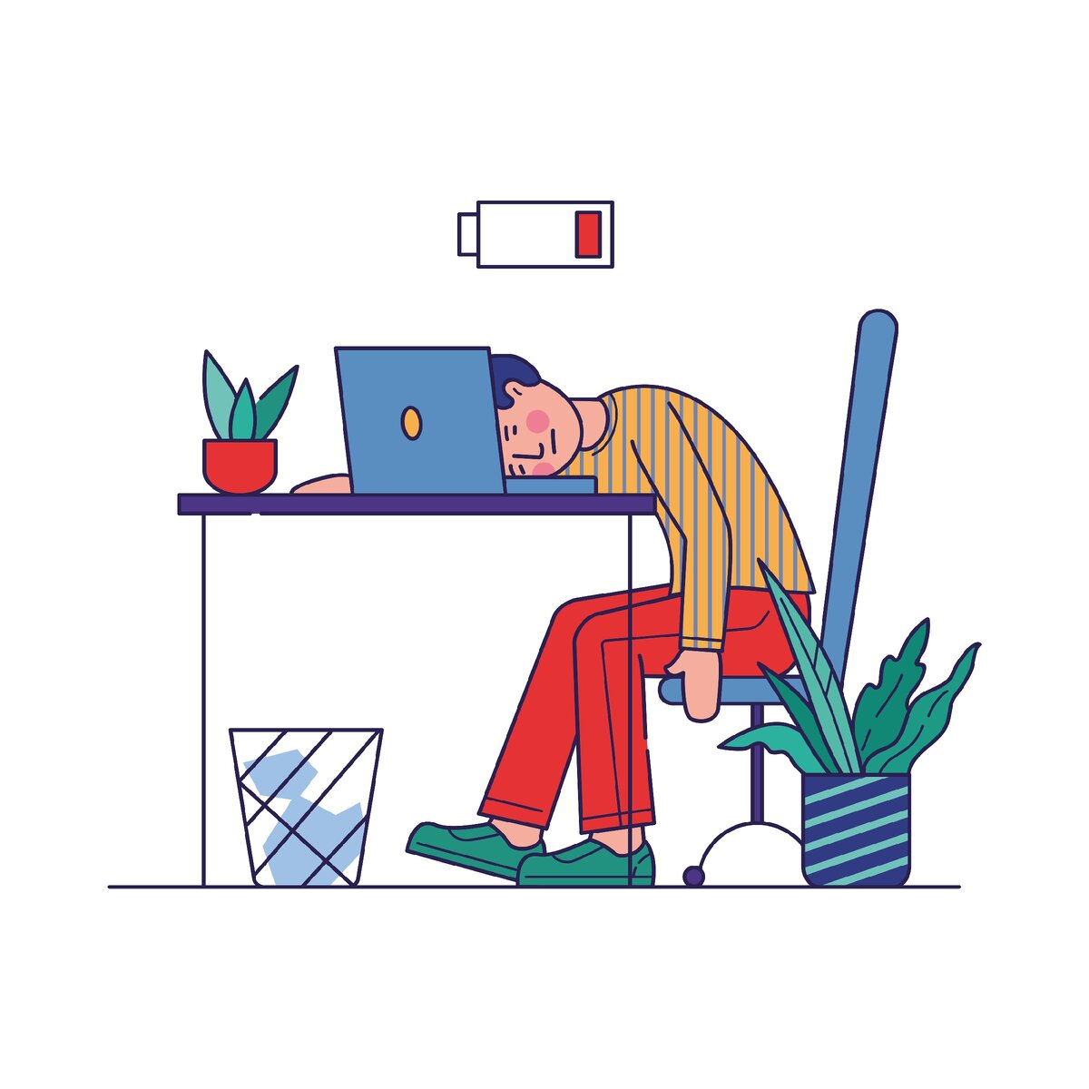 Источник — https://www.freepik.com/free-vector/tired-employee-exhausted-with-work_7416583.htm