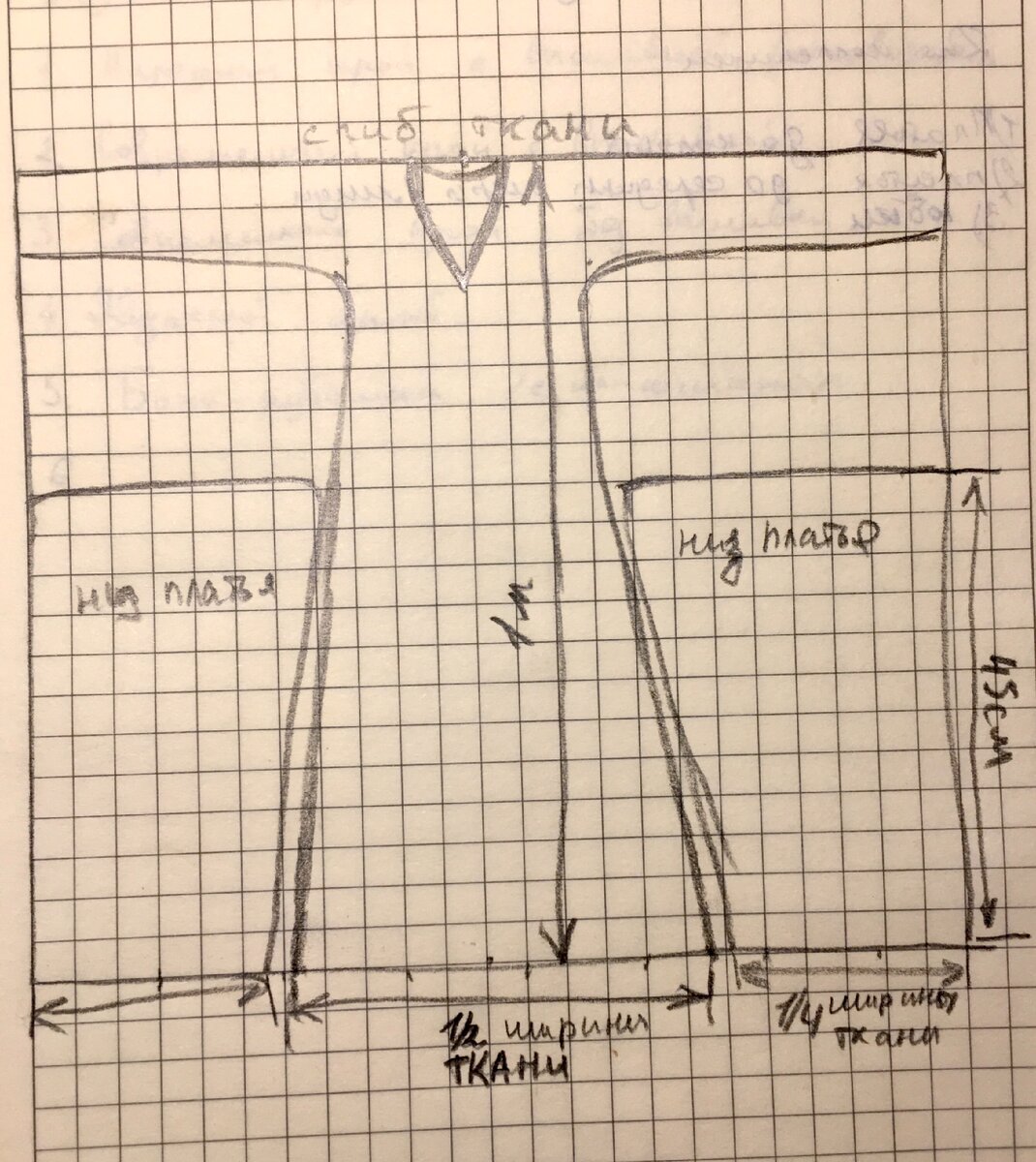 Ткань сложена в двое