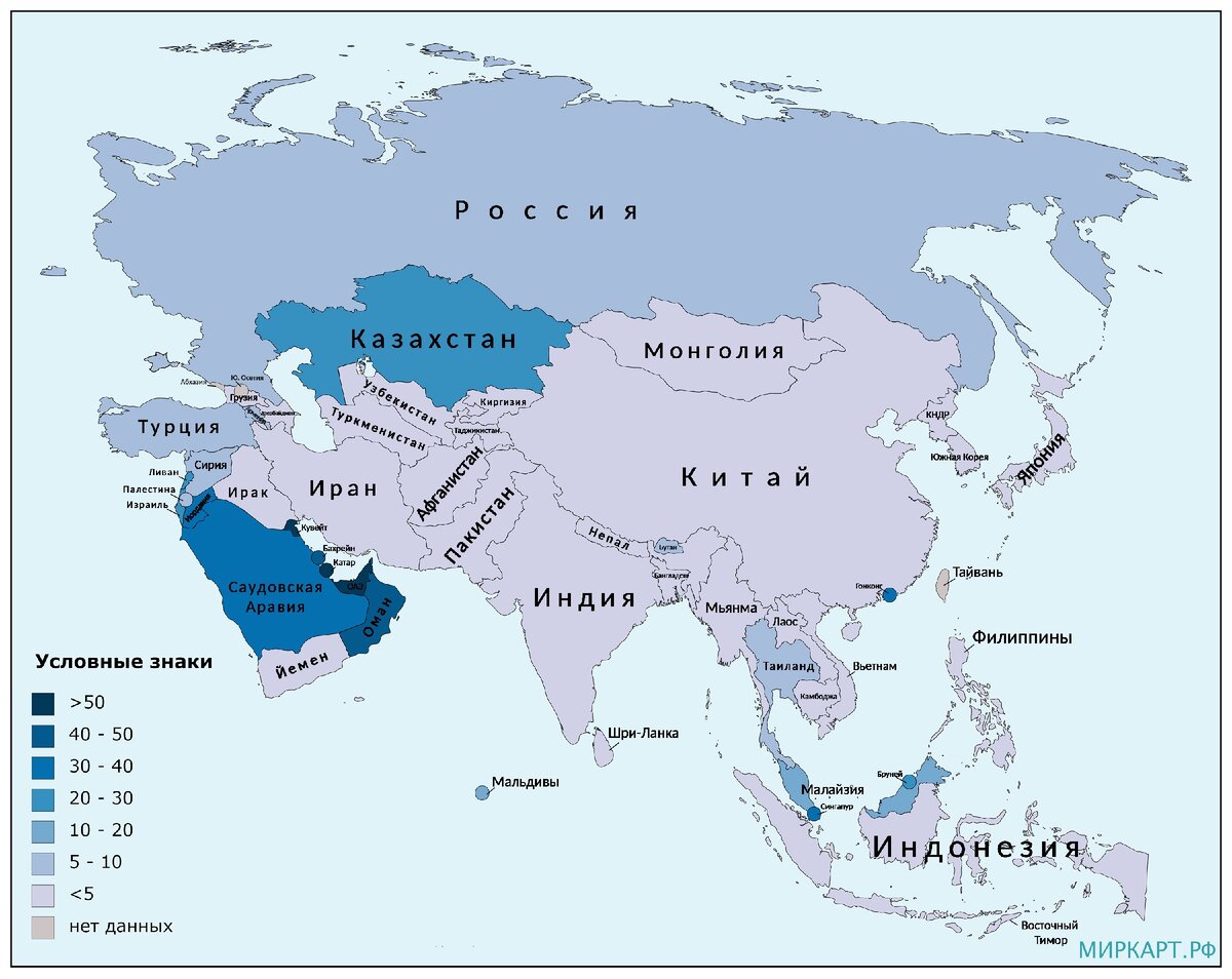 Страны азии и их столицы карта