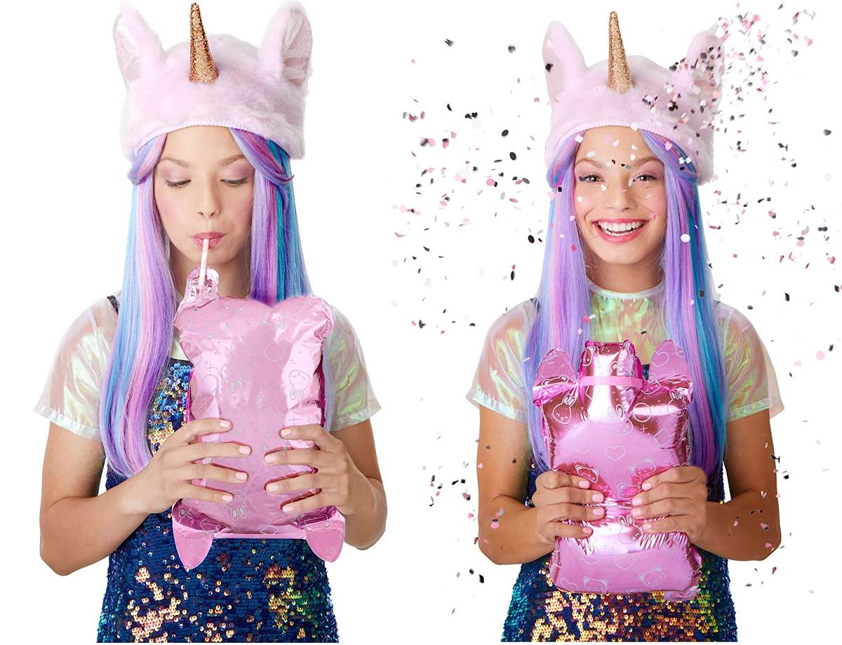 Надуйте и хлопните пакет, чтобы посмотреть на конфетти.