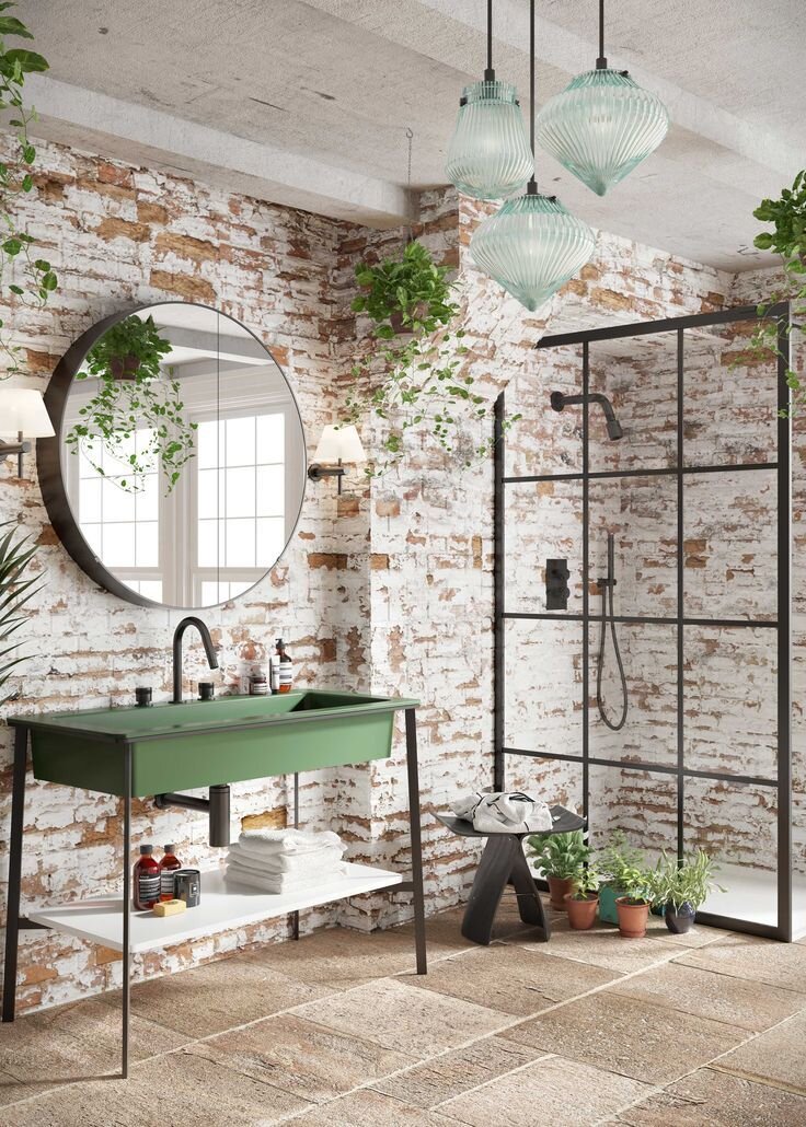 Вариант оформления интерьера с кирпичной стеной 