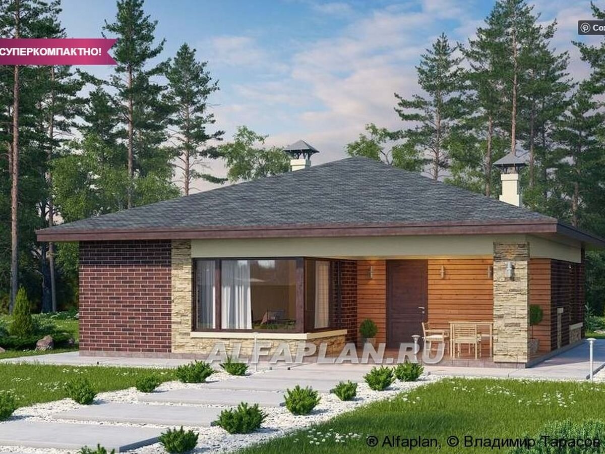 Проект одноэтажного дома "Дега" 372В, ©Владимир Тарасов