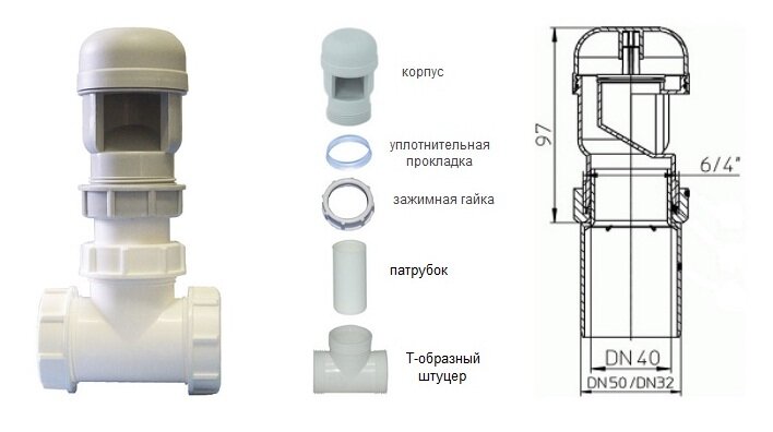 Клапан вакуумный д 50 (отдушина)