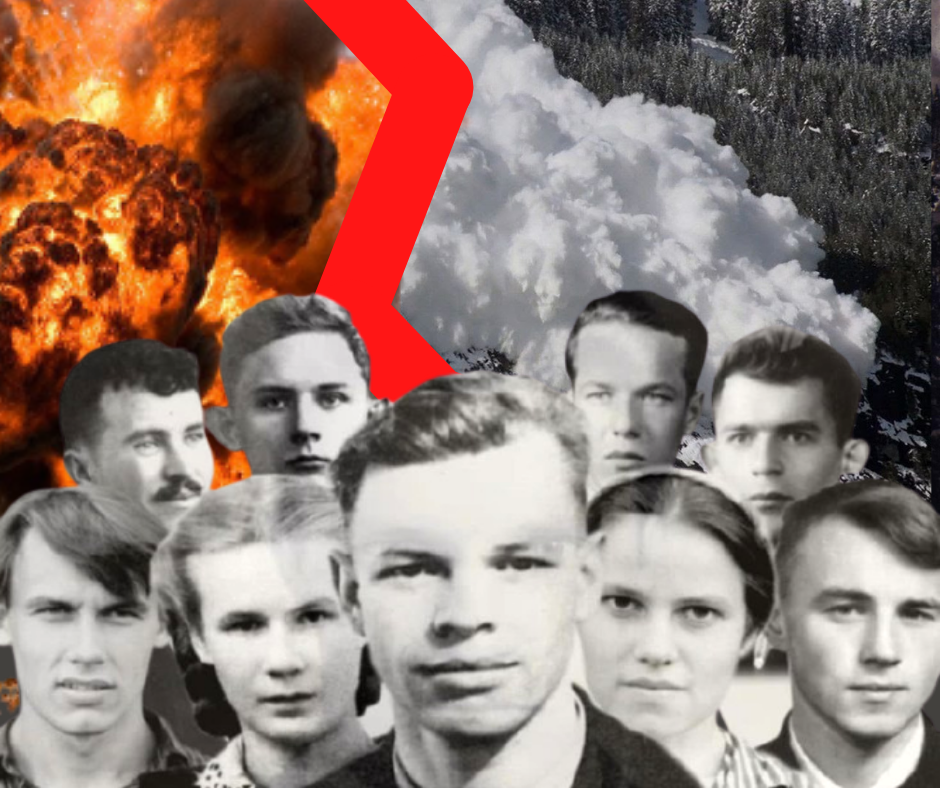 Группа Дятлова. Взрыв VS Лавина. Коллаж автора.