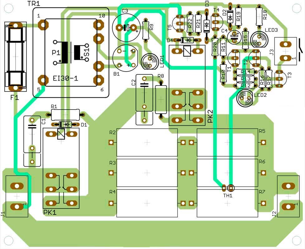Расположение компонентов и разводка печатной платы