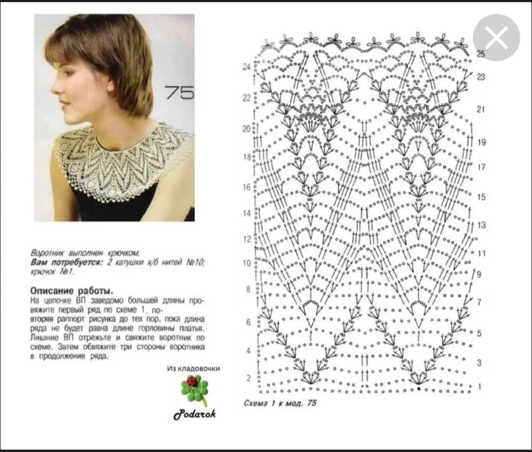 Воротник Крючком Схема И Описание На Платье