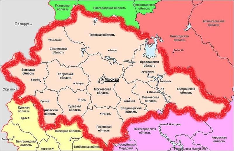Границы областей вошедших в состав россии