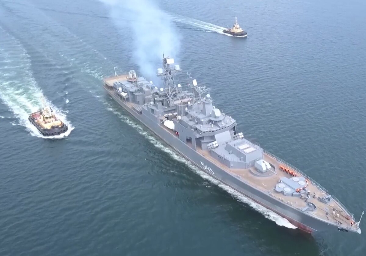 Модернизированный фрегат "Маршал Шапошников" вышел в Японское море на ходовые испытания. Изображение взято в сети Интернет в свободном доступе.