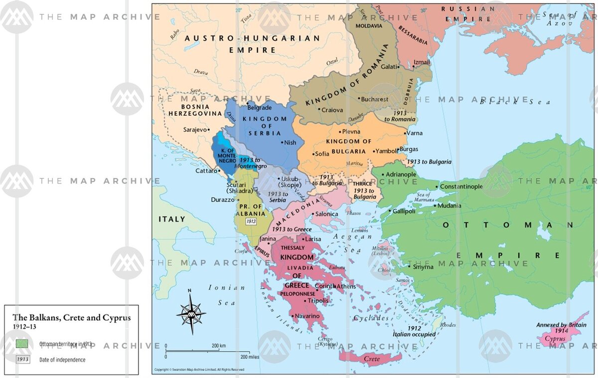 Балканы к началу Первой Мировой войны.