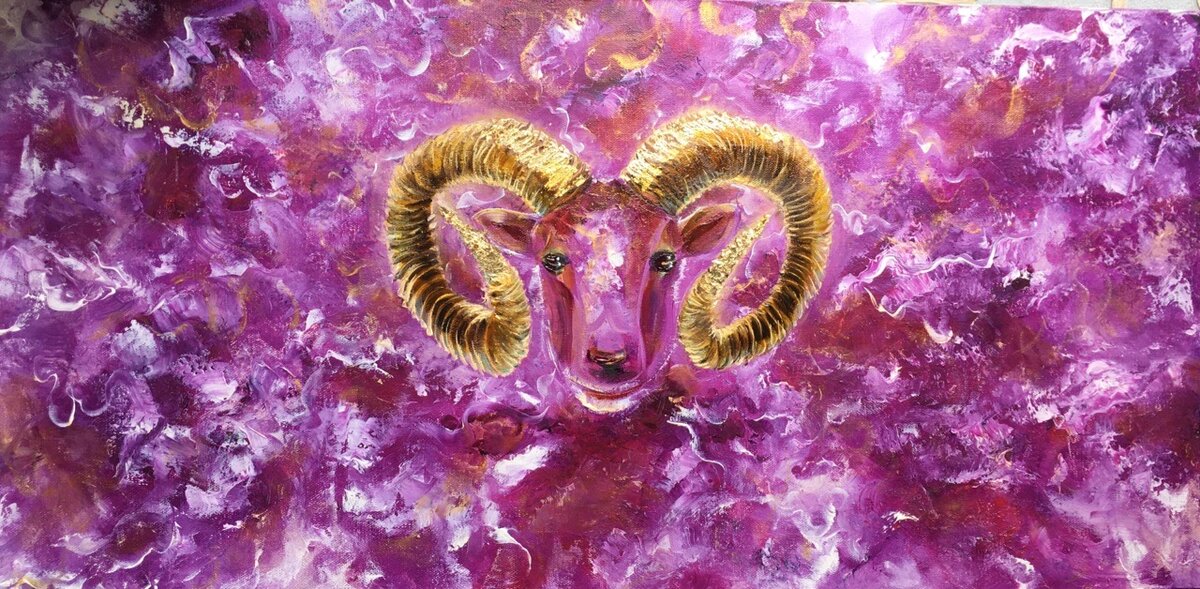 Мама, нарисуй мне барашка! Холст масло 100х50 Мария Иванова 2020