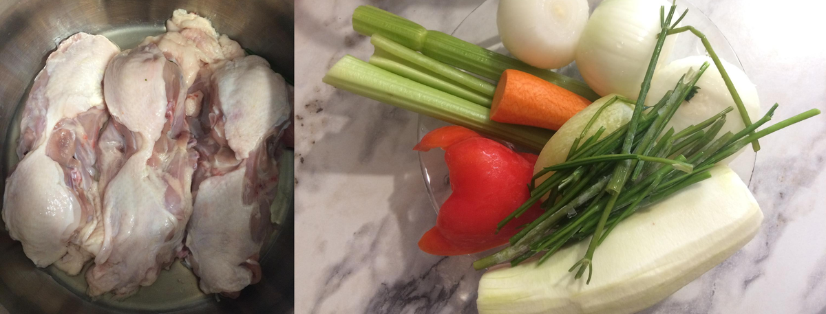 Куриные спинки и овощи для бульона