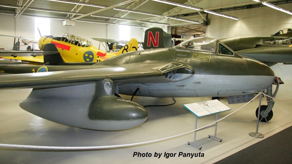 Первый реактивный истребитель шведских ВВС «D.H. 100 Vampire F.1» (J 28A)