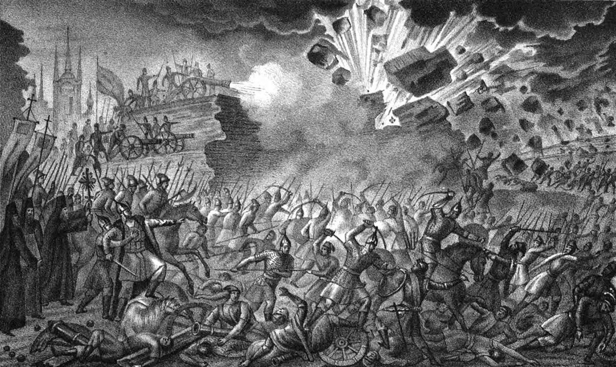 Освобождение Пскова от осады войск Батория  (рис. 1836 года).